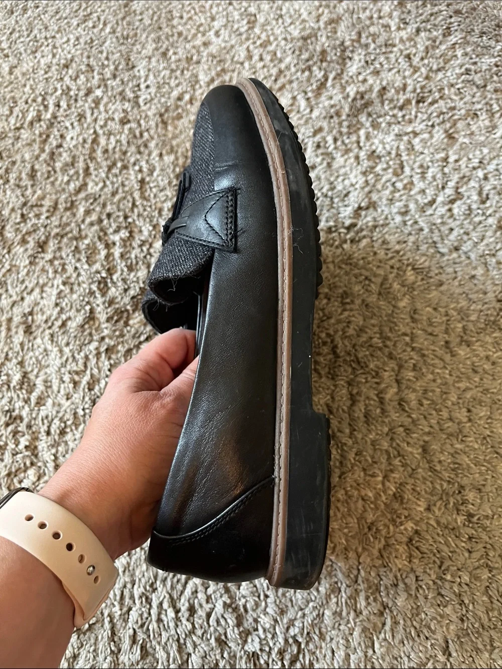 Clarks Womans Raisie Foster Leather Loafers Womens 8.5 Black Slip On Loafers